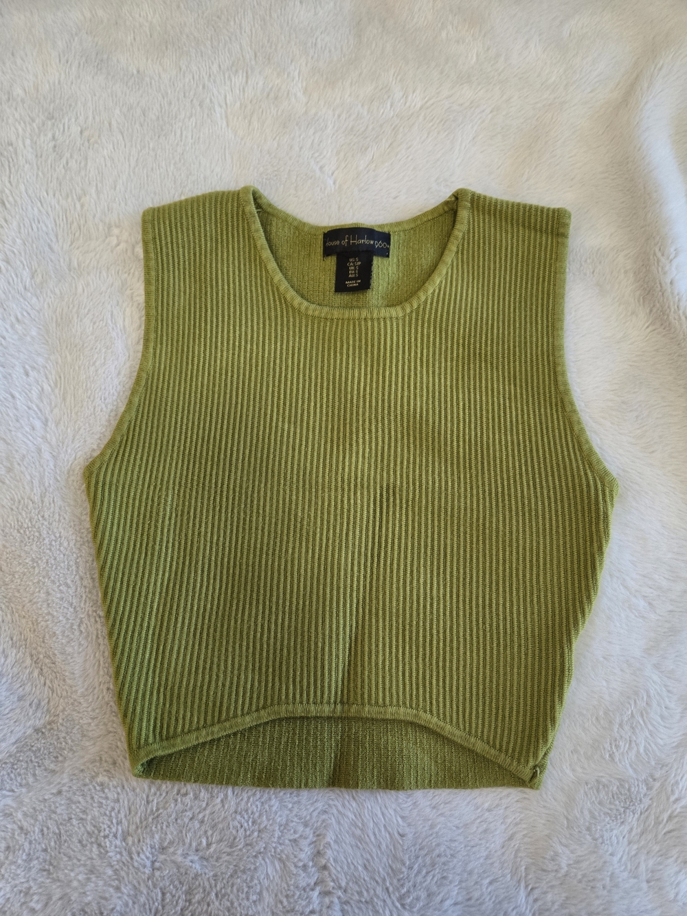 Olive Ribbed Sleeveless Knit Top